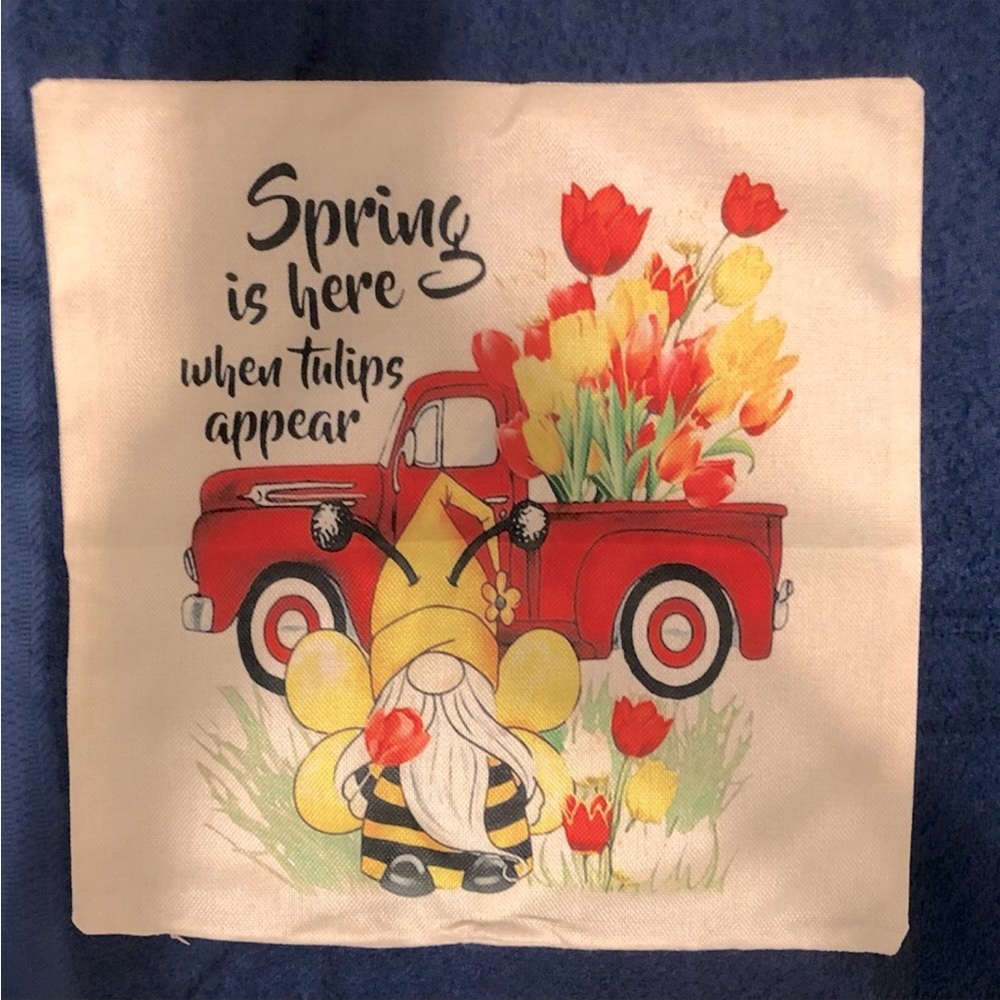 Gnome Red Truck Red & Yellow Tulips